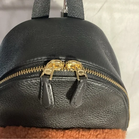 SOLD………..Coach Black Leather Mini Backpack with Brown Shearling EUC - Picture 7 of 15